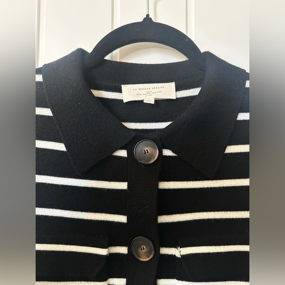 Sezane Betty Cardigan in Black & White - Picture 5 of 7